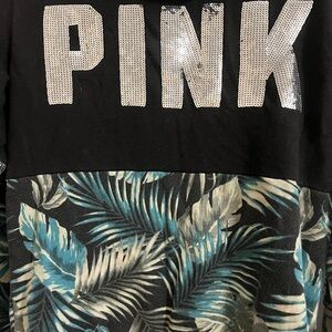 Victoria's Secret Black and Teal Tropical Hoodie